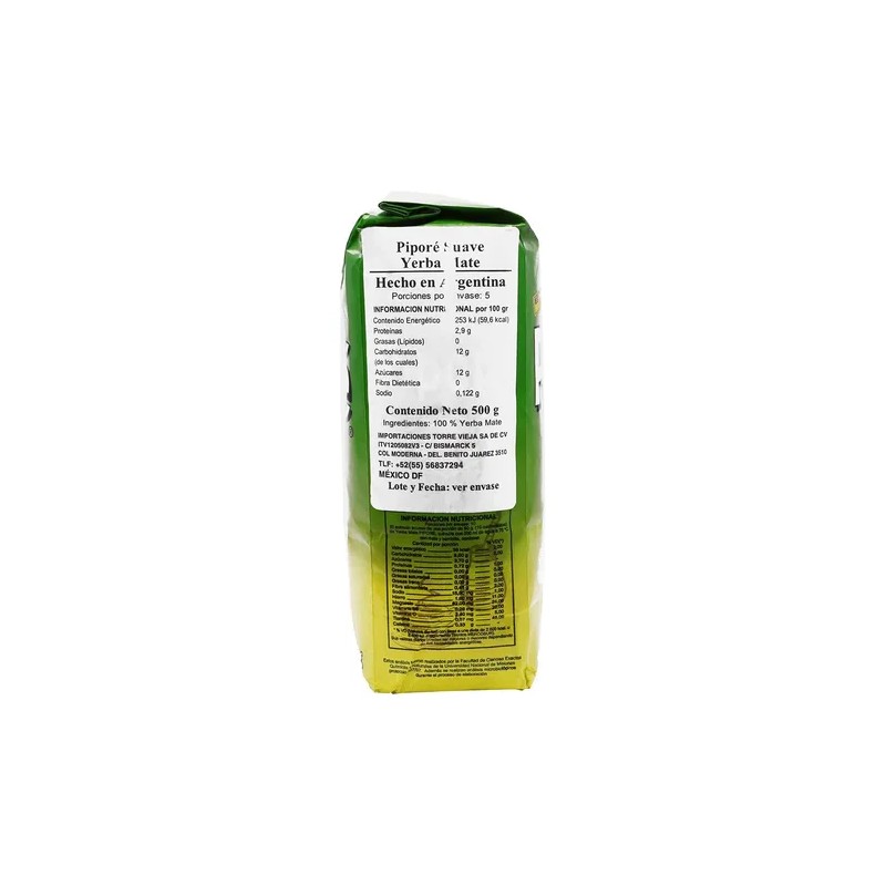 Yerba Mate Pipore con Palo Suave 500g