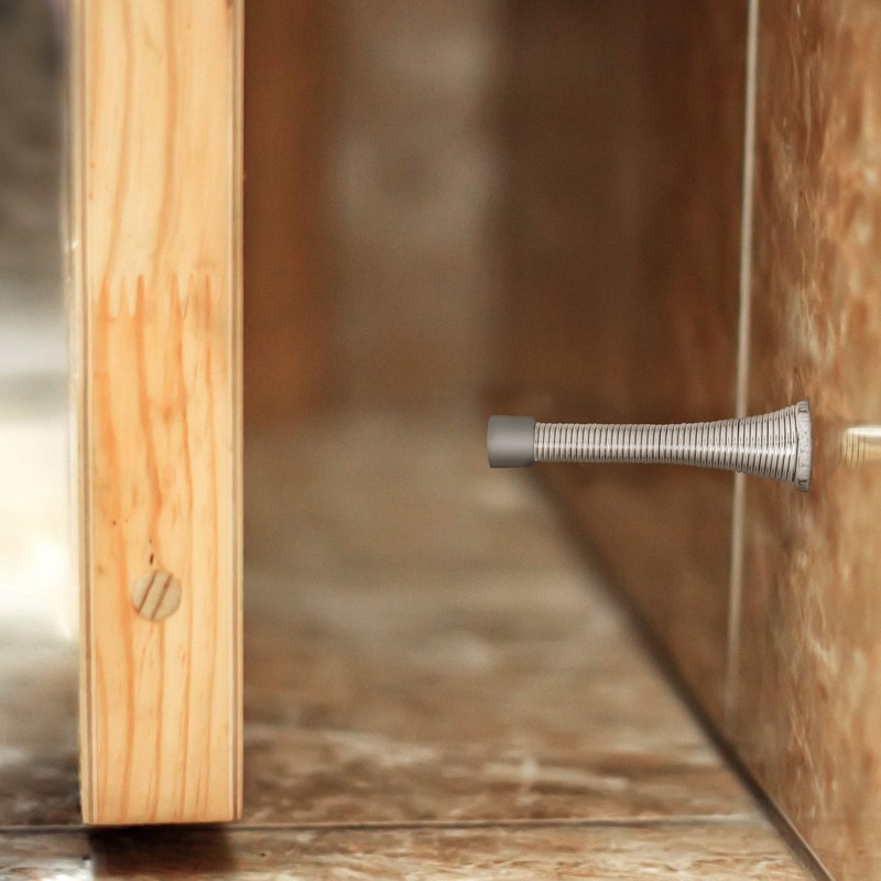 Design House 181701 Spring Door Stop, 10-Pack, Satin Nickel