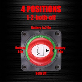 Ampper 1-2-Both-Off Battery Switch 12V - 48V, Marine Battery Disconnect Switch Power Cut Shut Off for Car, Vehicle, RV and Boat (1-2-Both-Off)