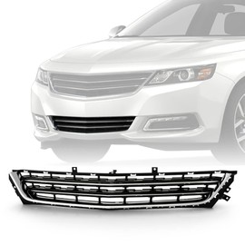 ACANII - For 2014-2020 Chevy Impala Front Bumper Lower Grille Assembly Black w/Chrome Frame ABS Plastic Replacement