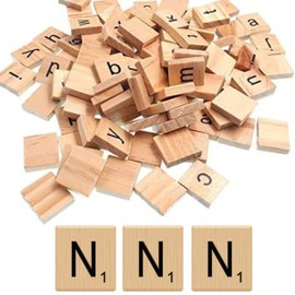 Glamified Pack of 10 - N Scrabble Tiles - Same Letters Bags -WOODEN SCRABBLE TILES BLACK LETTERS NUMBERS FOR CRAFTS WOOD ALPHABETS (Letter N, Pack of 10 Tiles)