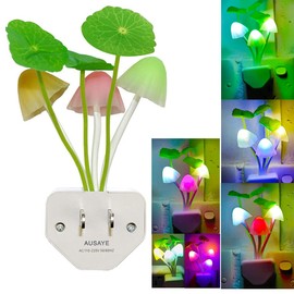 Led Night Light w/Smart Sensor,AUSAYE 0.6W Plug-in Night Lights for Kids Adults Cute Mushroom Night Light Bedroom Home Decor Light Wall Lamps NightLight