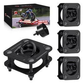 AMBULL 1/2" D Ring Tie Down Anchors & Hole Saw Drill, 4 Pack Trailer Tie Down (6000 lbs Capacity Per Pack) Heavy Duty Hooks for Loads on Trailers Trucks RV Campers Vans ATV SUV Boats Motorcycles Black