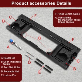 Door Hinge Jig Kit, Fits for 8 Hinge Sizes from 2-1/2" to 6" and 5 Door Thickness from 1-3/8" to 2-1/2", Door Hinge Mortiser Hinge Installation Kit for Door and Door Frame/Jamb