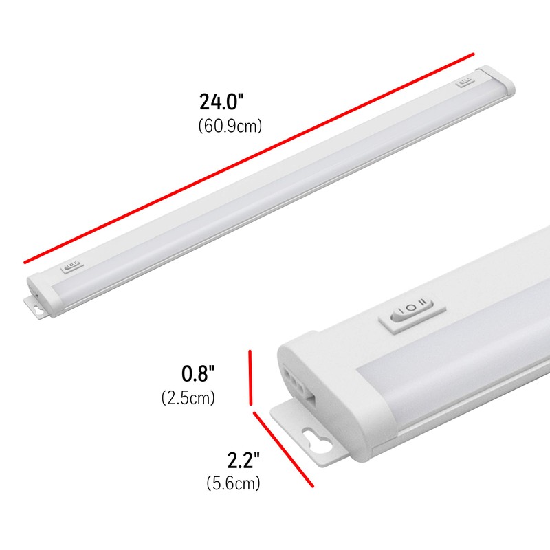 UltraPro 24in. Linkable Fixture, White, Selectable Brightness, Slim LED Strip,
