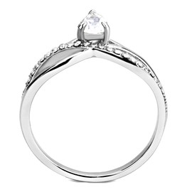 YourJewelleryBox Ladies Pear Ring CZ Pretty Elegant Pave Stainless Steel Silver New DA149 T