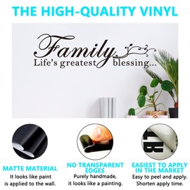 Inspirational Family Wall Stickers for Bedroom: Home Quotes Motivational Vinyl Art Wall Decals for Living Room Kitchen Apartment Bathroom - Family Life's Greatest Blessing 25" X 7"