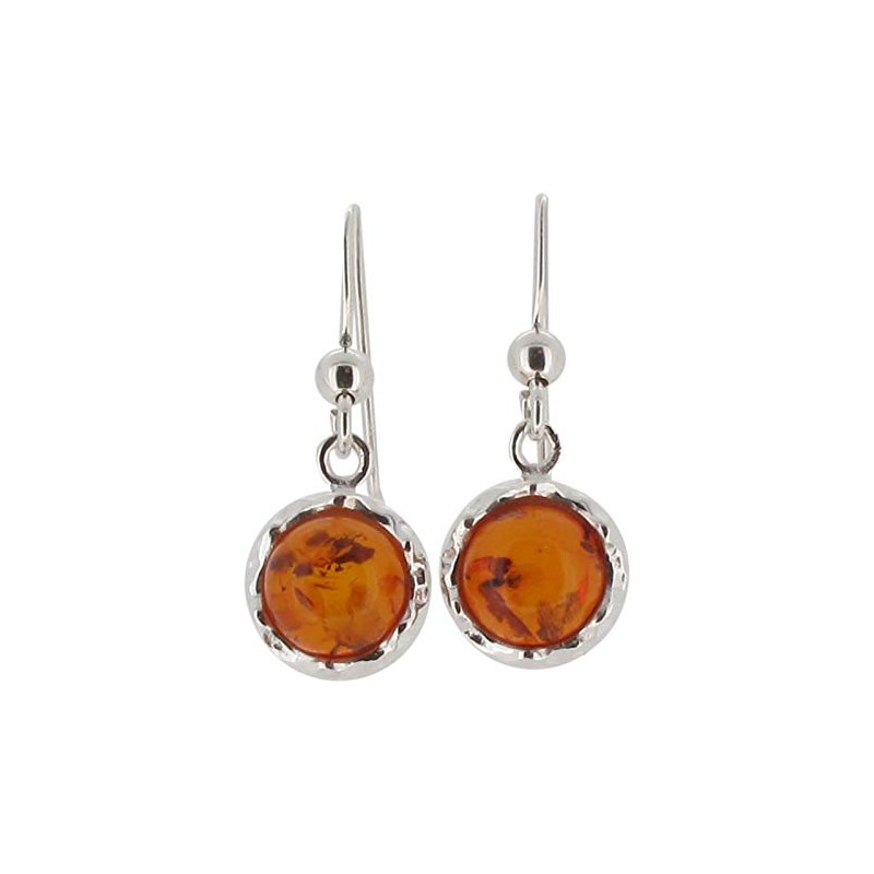 Touch Jewellery 925 Sterling Silver Round Amber Drop Earrings