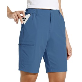 Willit - Pantalones cortos de senderismo para mujer, de 10 pulgadas, elásticos, para golf, activos, de secado rápido, pantalones cortos de verano para exteriores