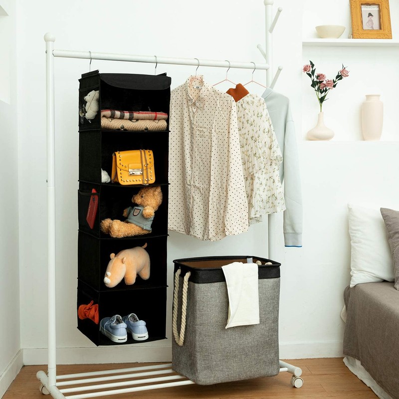 BrilliantJo Hanging Storage, 5 Compartments, Camping Wardrobe Organiser with Iron