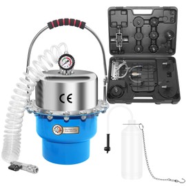 JIFETOR 5L Pneumatic Brake Pressure Bleeder Kit, Air Power Pressurized Master Cylinder Clutch Fluid Bleeding Tool Set with Bleed Machine, Collection Bottle and Adapters, Blue Cylinder