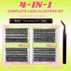 WiWiLINK Lash Clusters Kit 60D+80D+100D+200D Individual Lashes 424PCS D Curl