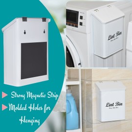 Magnetic Lint Bin for Laundry Room - Metal Lint Box with Lid for Laundry Room Lint Trash Can for Storage or Organization, Handy Laundry lint Box Easy to Use and Clean