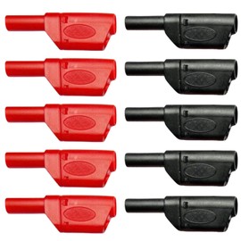 Safety Insulated 4mm Banana Plugs, 10-Pack Multimeter Test Leads Connectors, 600V/32A