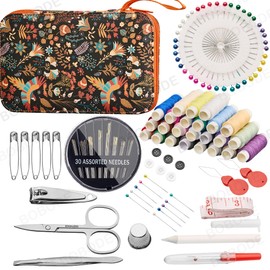 Phoenix Pattern Sewing Kit 130 PCS Sewing Supplies Accessories, Printing Travel Sewing Set with Zipper PU Sewing Case,Professional Sewing Kit for Adults,Emergency, Home