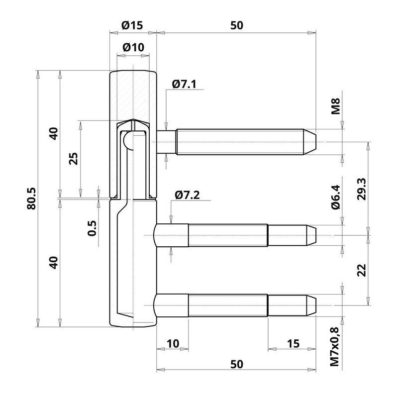 Door Hinge TB 2064 Black 2-Piece Powder Coated with Nylon