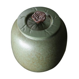 Tofficu Japanese Ceramic Tea Canister Sturdy Tea Leaf Organizer Airtight Matcha Storage Kitchen Decor