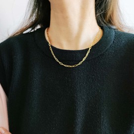 LEGITTA Women's Link Chain Delicate Link Necklace Stainless Steel Titanium Jewellery Nickel Free, Titanium, No Gemstone