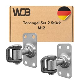 WDB - Heavy Duty Hinges - Gate Rod Adjustable M12 - Adjustable Gate Hinge M12 with Rectangular Base Plate - Galvanised Steel - Set of 2