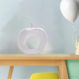 Joylern Ceramic Apple Figurine Fruit Statue Modern Apple Sculpture Crafts Apple Model for Home Office Desktop Crafts Gifts - White