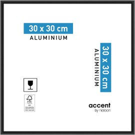 accent by nielsen Accent Black Matt Aluminium Photo Frame 30 x 30 cm Portrait & Landscape Hanging Glass