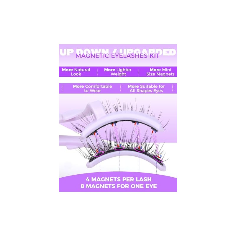 JIMIRE Magnetic Eyelashes Natural Look Wispy Magnetic Lashes with Applicator