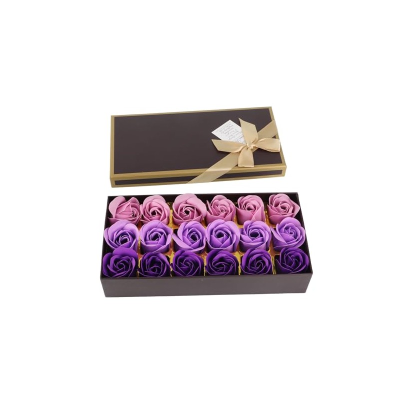Jabón De Rosas Con Degradado Morado, Jabón Artesanal Caja De