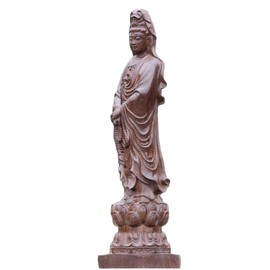 China Natural Ebony Black Wood Carving Kwan Yin Goddess Statue (6" H x 2" L x 1.2" W 0.3lb)