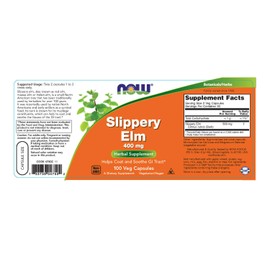 NOW Supplements, Slippery Elm (Ulmus rubra) 400 mg, Herbal Supplement, 100 Veg Capsules