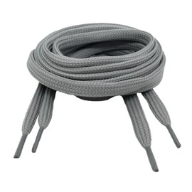 GOOD STUFF Polyester Shoelaces - Available in Various Sizes and Colours - 90cm and 120cm - White, Black, Grey and Blue - Flat and Round Shapes, gray