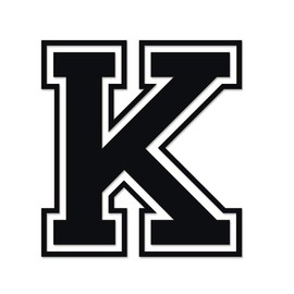 Applicable Pun Varsity Letter K - Vinyl Decal for Outdoor Use on Cars, ATV, Boats, Windows and More - Black 3 Inches Tall