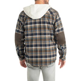 Legendary Whitetails Men's Standard Camp Night Berber Lined Hooded Flannel Shirt Jacket, Upland Plaid, X-Large
