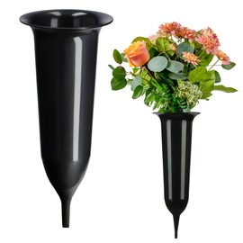 Kadax Plastic cemetery vase, weatherproof, frost-proof flower vase with spike, weather-resistant grave ornament