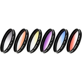 Vivitar 6-Piece Multi-Coated Rotating Graduated Color Filter Set (40.5mm) Includes: Red, Yellow, Blue, Orange, Grey & Purple