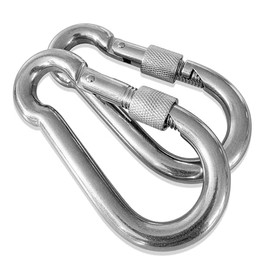 3.15 Inches 4 Inches Stainless Steel Carabiner for Gym Equipment Connection, EFFIET Heavy Duty Spring Snap Hook Clips Buckle for Gym Exercise, Punching Bags, Hiking, Camping (2pcs 4" with Lock)