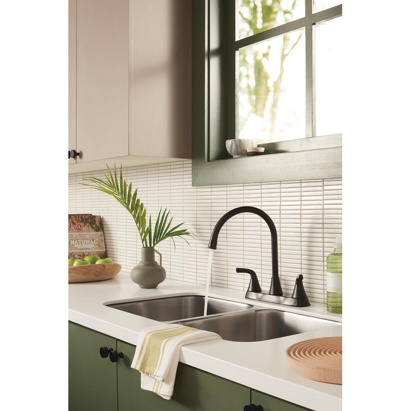 Peerless Parkwood Black Kitchen Faucet, 2-Handle, Matte Black, 360 Swivel,
