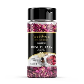 GranAroma Dried Rose Petals, Fresh Aroma, Edible Floral Teas (0.32 Ounce)