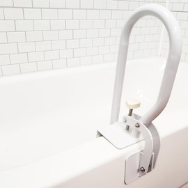 Carex White Bathtub Rail - Grab Bars for Bathroom, Bathtubs & Showers - Side Hand Grip Railing & Support - Shower Handle & Bath Tub Bar Clamps for Seniors & Elderly