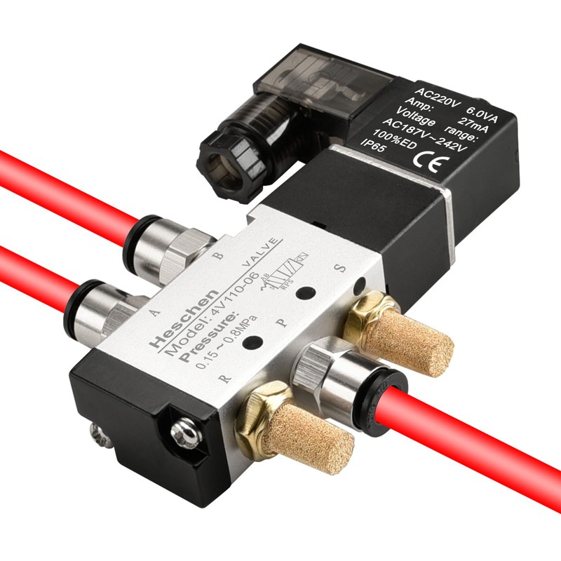Heschen Electrical Pneumatic Solenoid Valve 4V110-06 220VAC PT1/8 5 Way