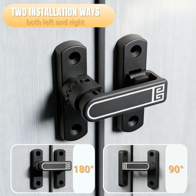 90/180 Degree Adjustable Barn Door Latch,Small Slide Door Lock Adjustable