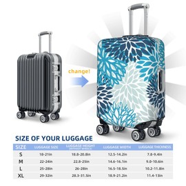 Lukbfall Luggage Suitcase Covers Elastic Washable Chrysanthemum Flowers Luggage Protector Travel Suitcase Protective Cover For Kid And Adult,, Chrysanthemum #03, M (Fit 22-24 Inch Luggage)