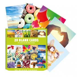 Piccadilly Greetings Box Of Assorted Blank Cards Multipack Pack Of 20 16 x 16 cm Includes 20 Unique Colourful Designs, with White Envelopes, Suitable for All Ages, Genders and Occasions
