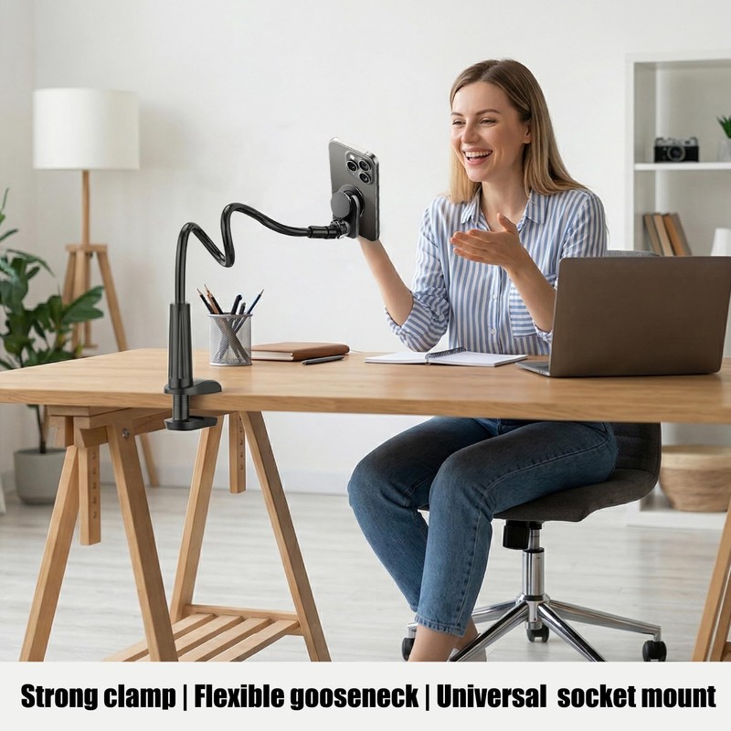 JCTRIWAY Gooseneck Phone Holder for Pop Socket Flexible Desktop Phone