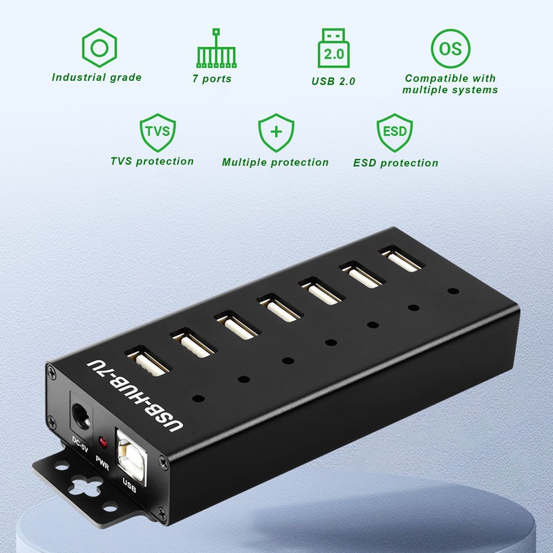 7 Port USB HUB Industrial Grade USB2.0 HUB Multiple Protection
