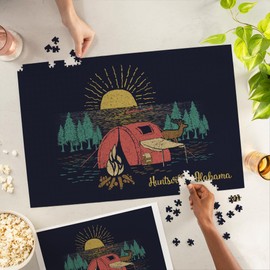 Lantern Press 1000 Piece Jigsaw Puzzle, Huntsville, Alabama, Camping Scene, Kayaker and Lake