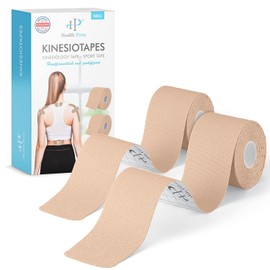 Health Press Kinesiology Tapes, 2 Kinesiology Tape Rolls, Skin Colour + Skin Colour (5 cm x 5 m) Kinesiology Tape, Professional Physio Tape and Sports Tape, Skin-Friendly Tapes, Dermatest: Very Good