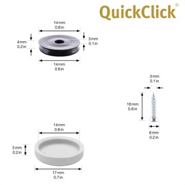 WAGNER QuickClick® Plastic glides furniture glides chair glides I 4pcs. set to screw on I 4x base+screw+interchangeable glide insert - plastic HYPER - diameter Ø 17 mm - Made in Germany - 15809300