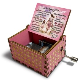 Gifts For Daughter,Wooden Colorful Music Box To Daughter From Mom,U R My Sunshine Retro Wood Musical Box,Gifts For My Girls Birthday/Christmas/Valentine's Day/Thanksgiving Day/ Graduation-pink