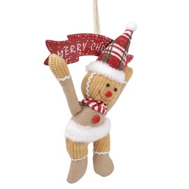 Needzo Merry Christmas Gingerbread Sign, Holiday Hanging Door Decoration, Seasonal Decor, 7.5 x 12 Inches