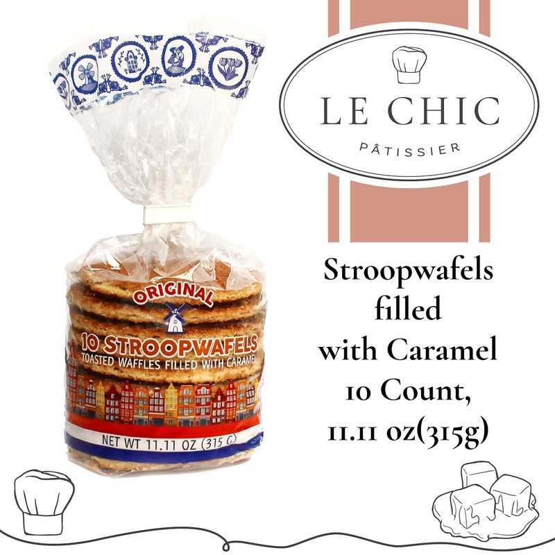 Le Chic Patissier 50 Caramel & Vanilla Stroopwafels Soft Toasted